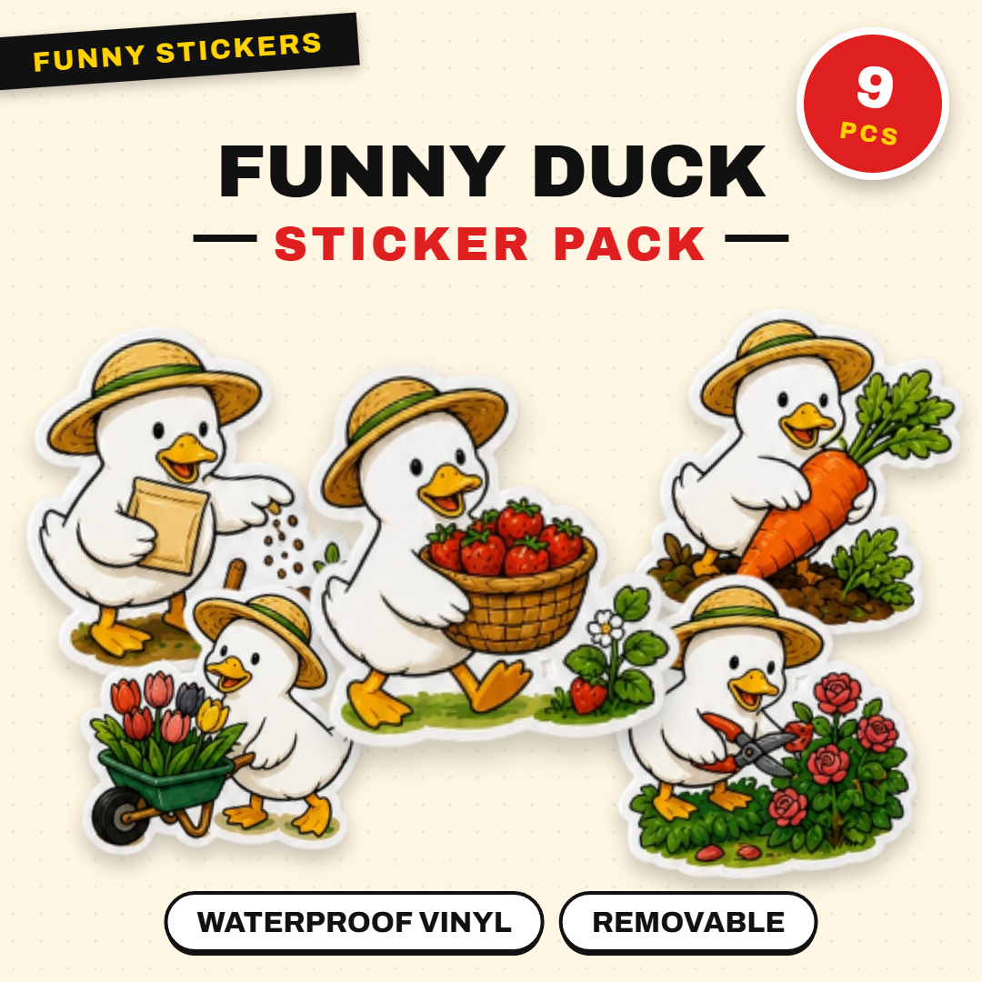 Funny Duck Waterproof Sticker Pack