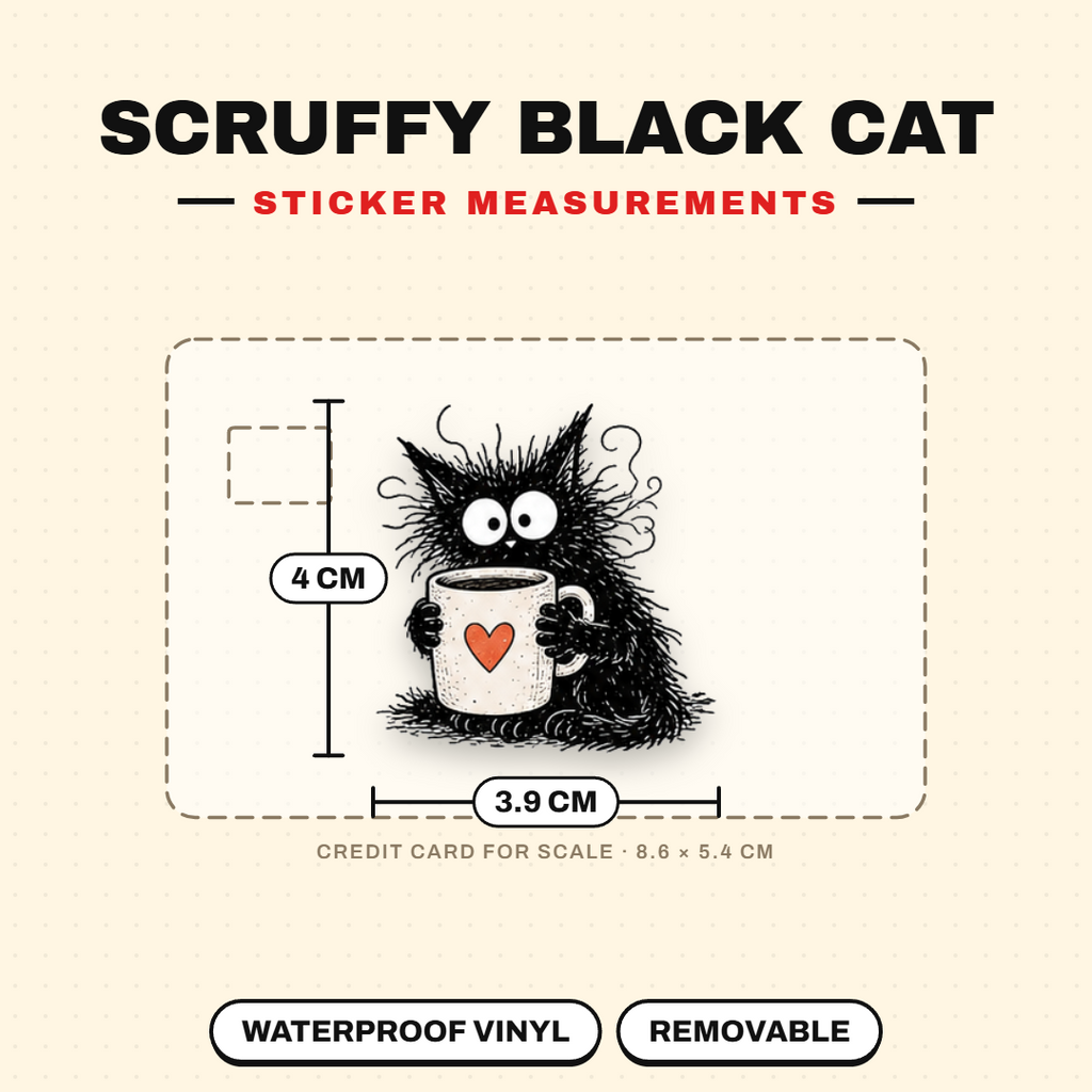 Scruffy Black Cat Sticker Pack