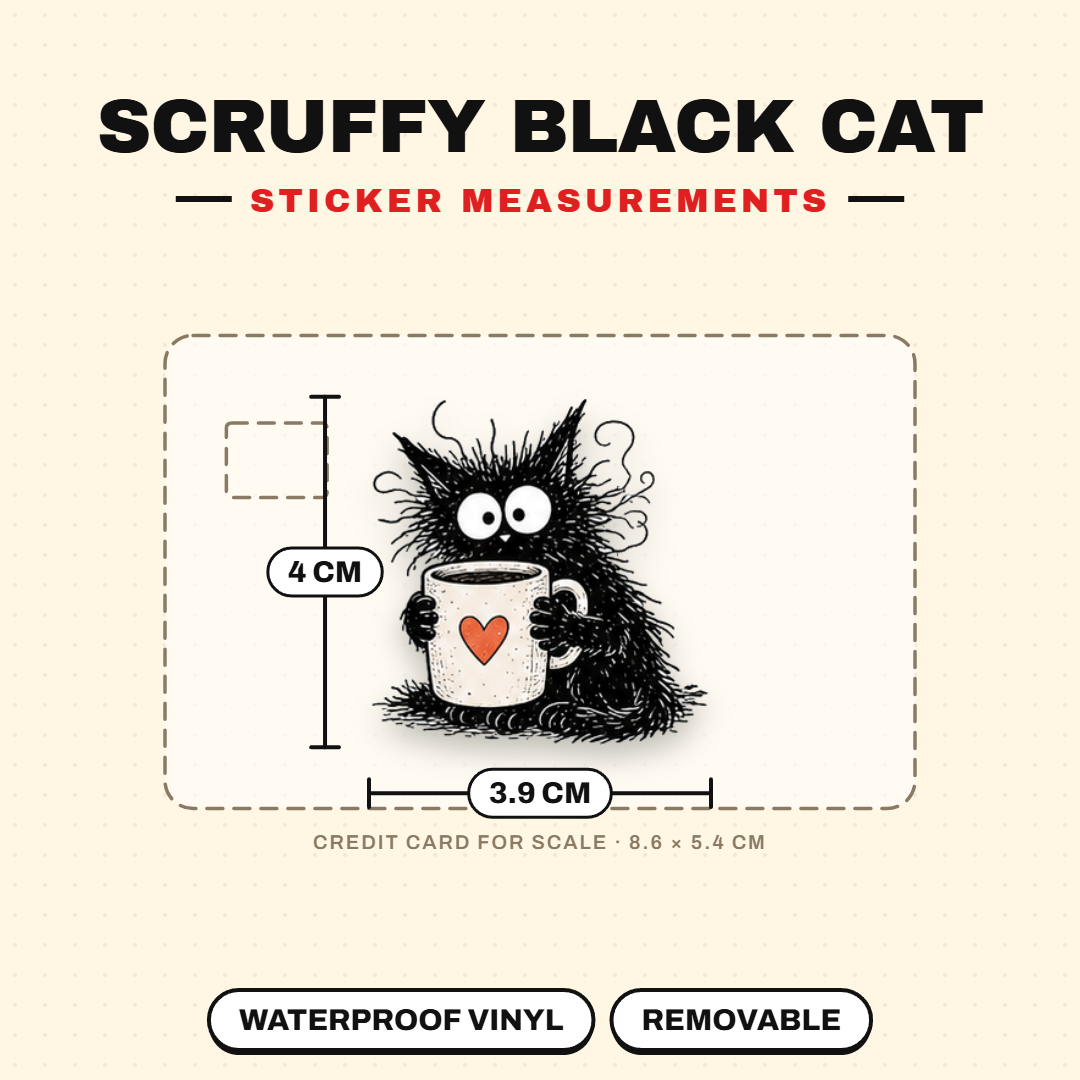 Scruffy Black Cat Sticker Pack