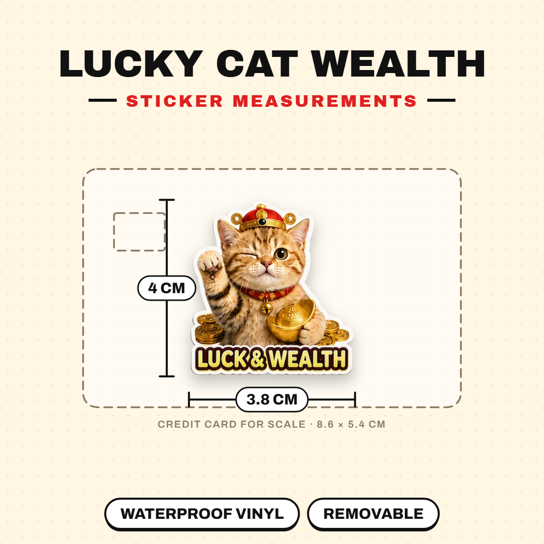 Lucky Cat Wealth & Success Waterproof Sticker Pack