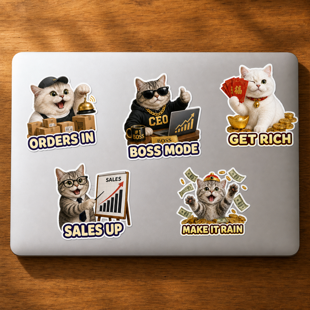 Lucky Cat Wealth & Success Sticker Pack