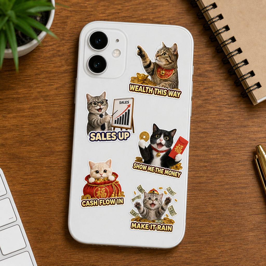 Lucky Cat Wealth & Success Sticker Pack