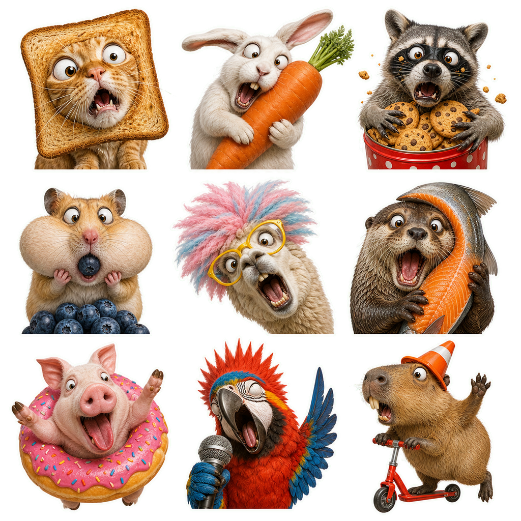Funny Animal Chaos Sticker Pack