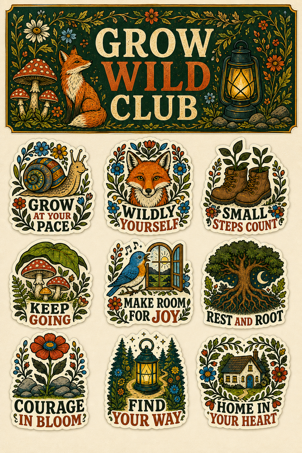Nature waterproof vinyl sticker pack – 9 designs