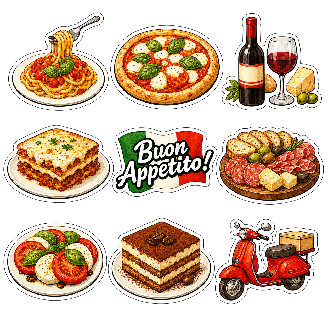 Taste of Italy Food & Lifestyle Sticker Pack