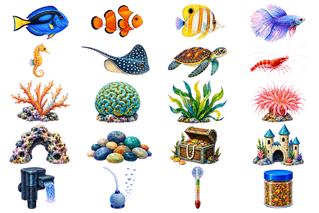 Enchanted Aquarium Cabinet Sticker Pack