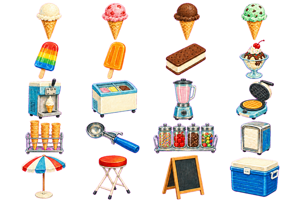 Seaside Ice Cream Cart Sticker Pack