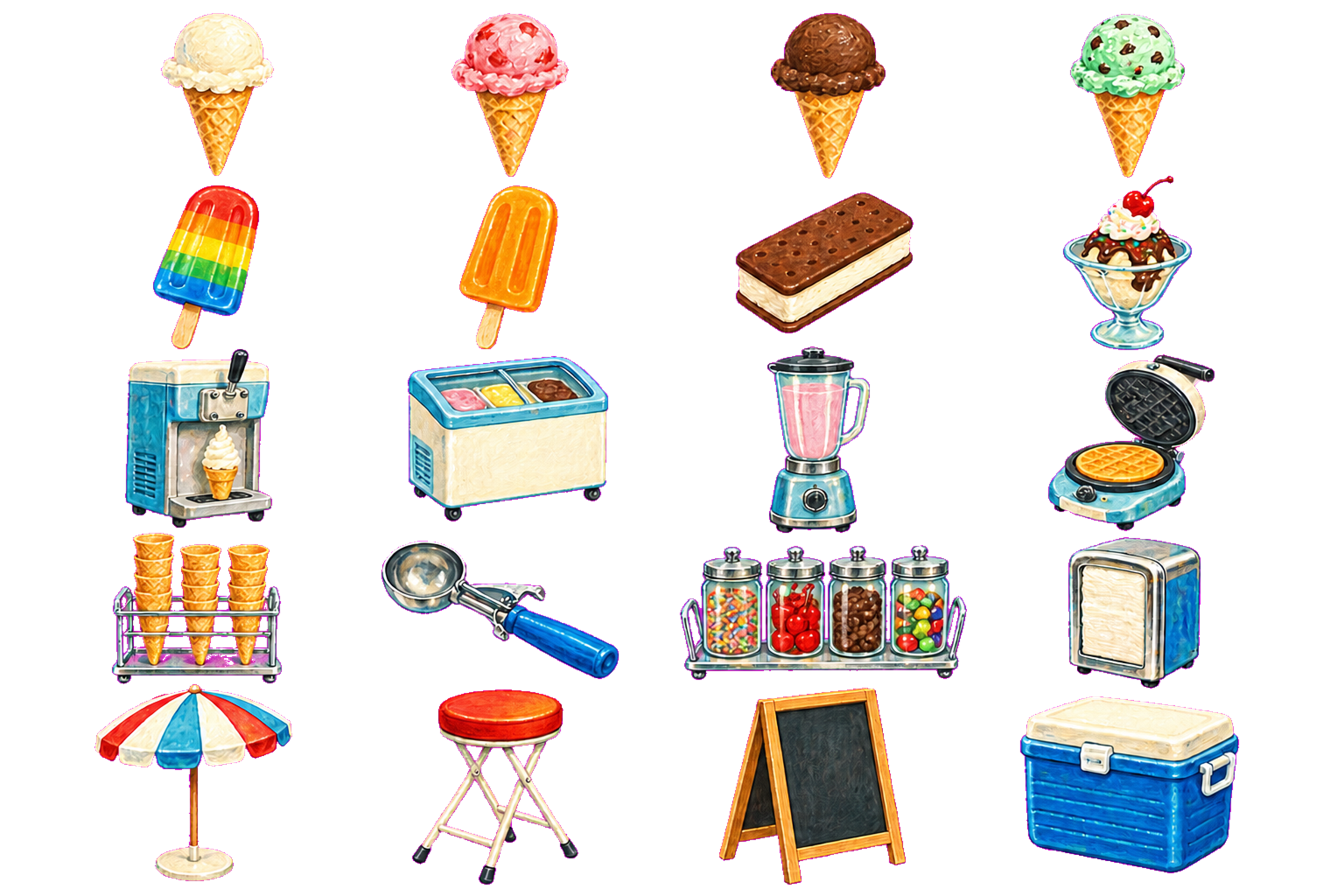 Seaside Ice Cream Cart Sticker Pack
