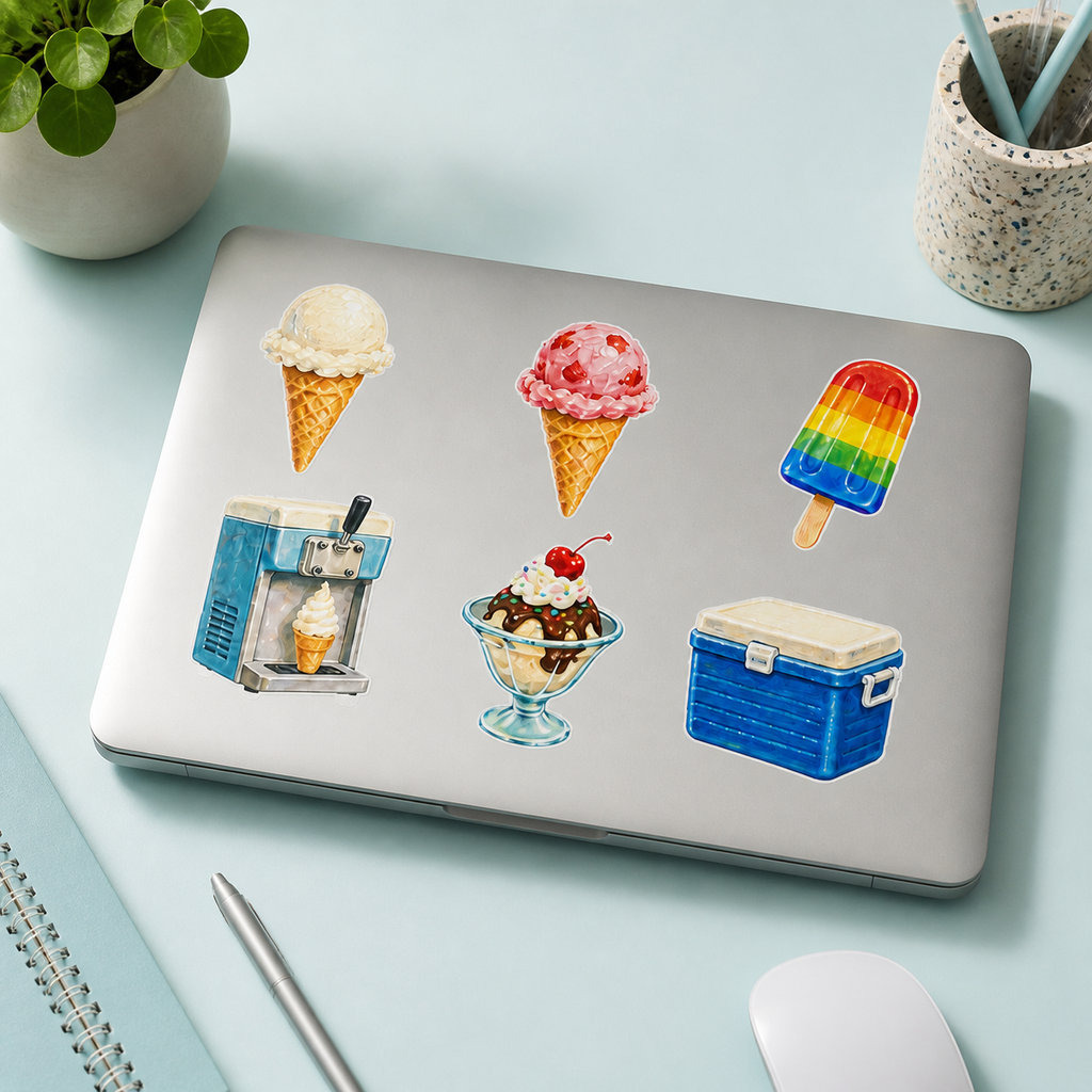 Seaside Ice Cream Cart Sticker Pack