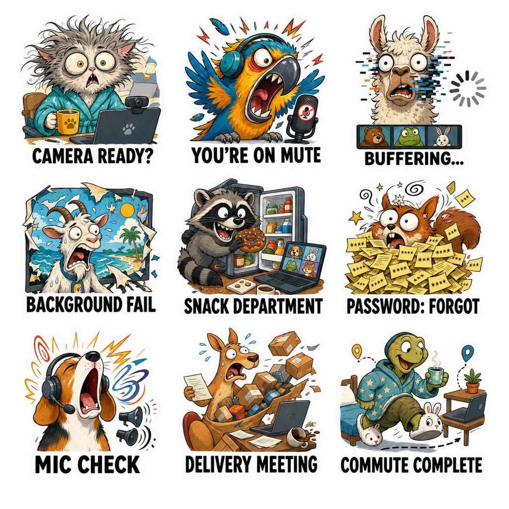 Office Animals & Workplace Chaos Sticker Pack