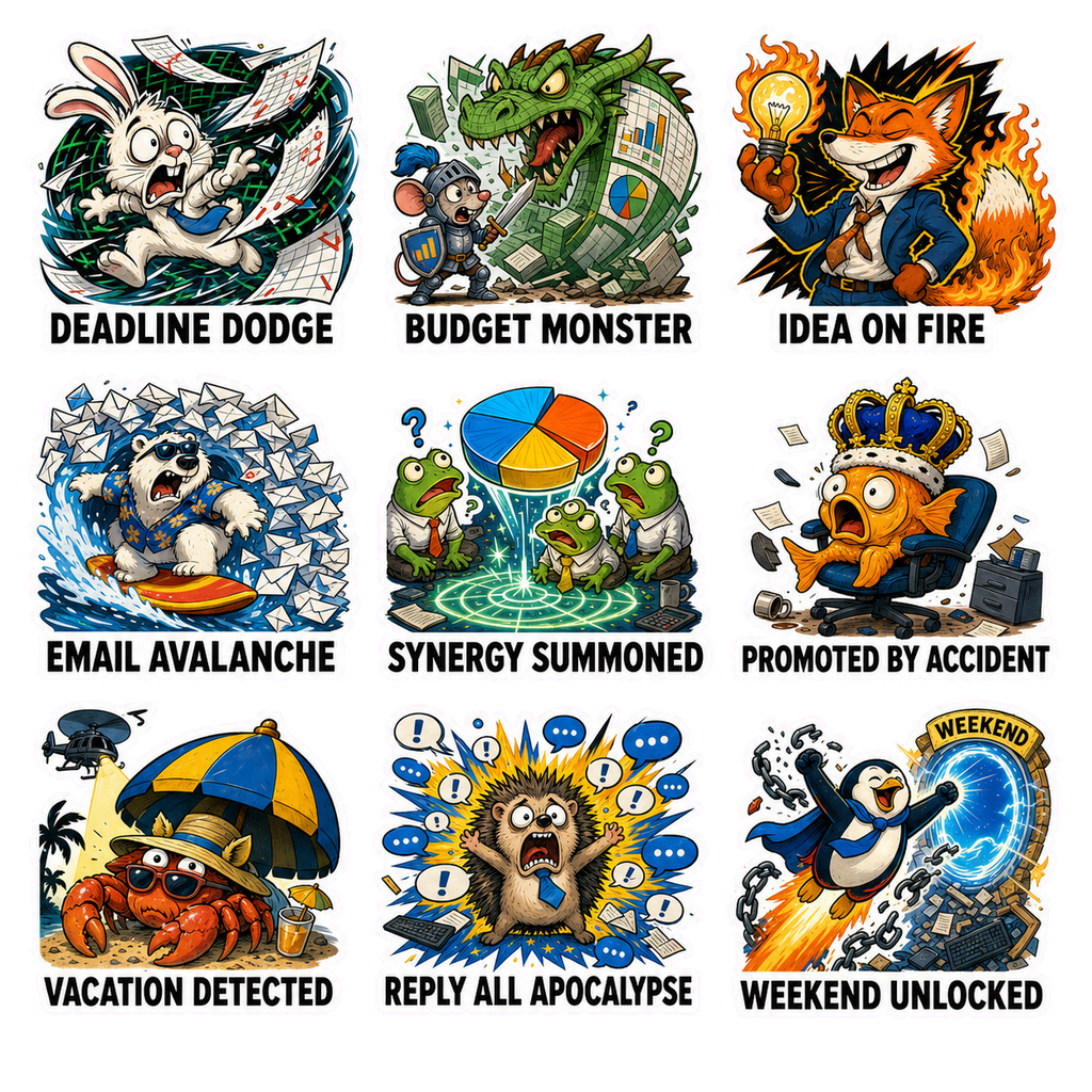 Office Animals & Workplace Chaos Sticker Pack