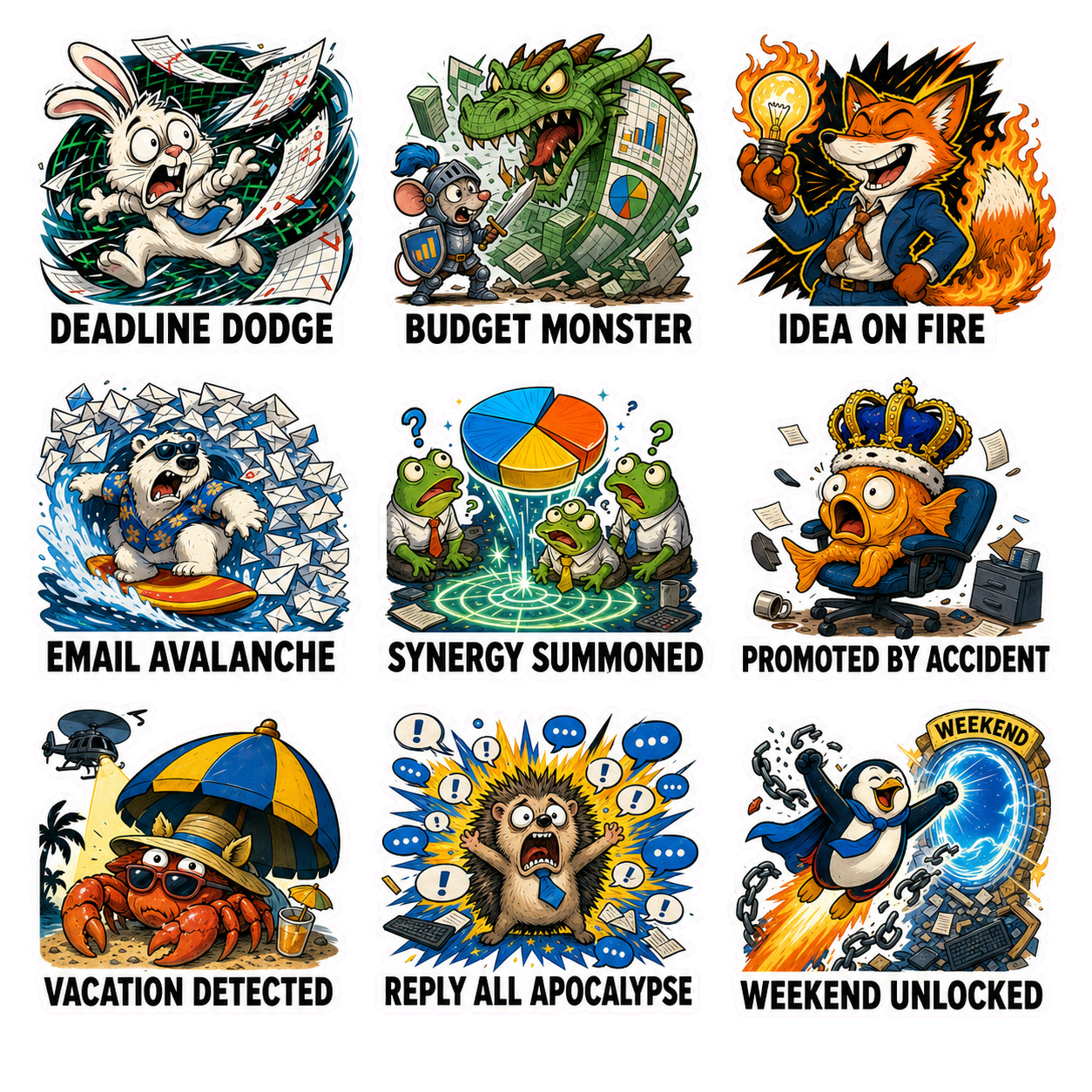 Office Animals & Workplace Chaos Sticker Pack