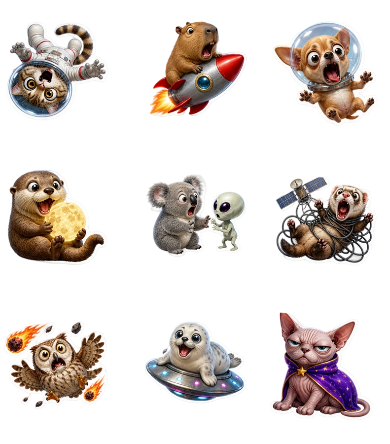 Animal Meme Waterproof Sticker Pack