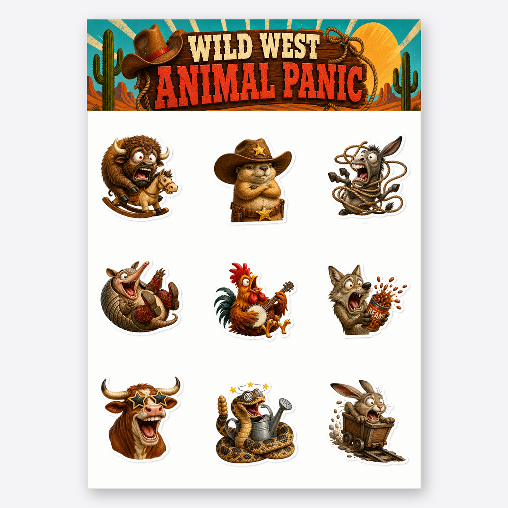 Wild West Animal Panic Sticker Pack