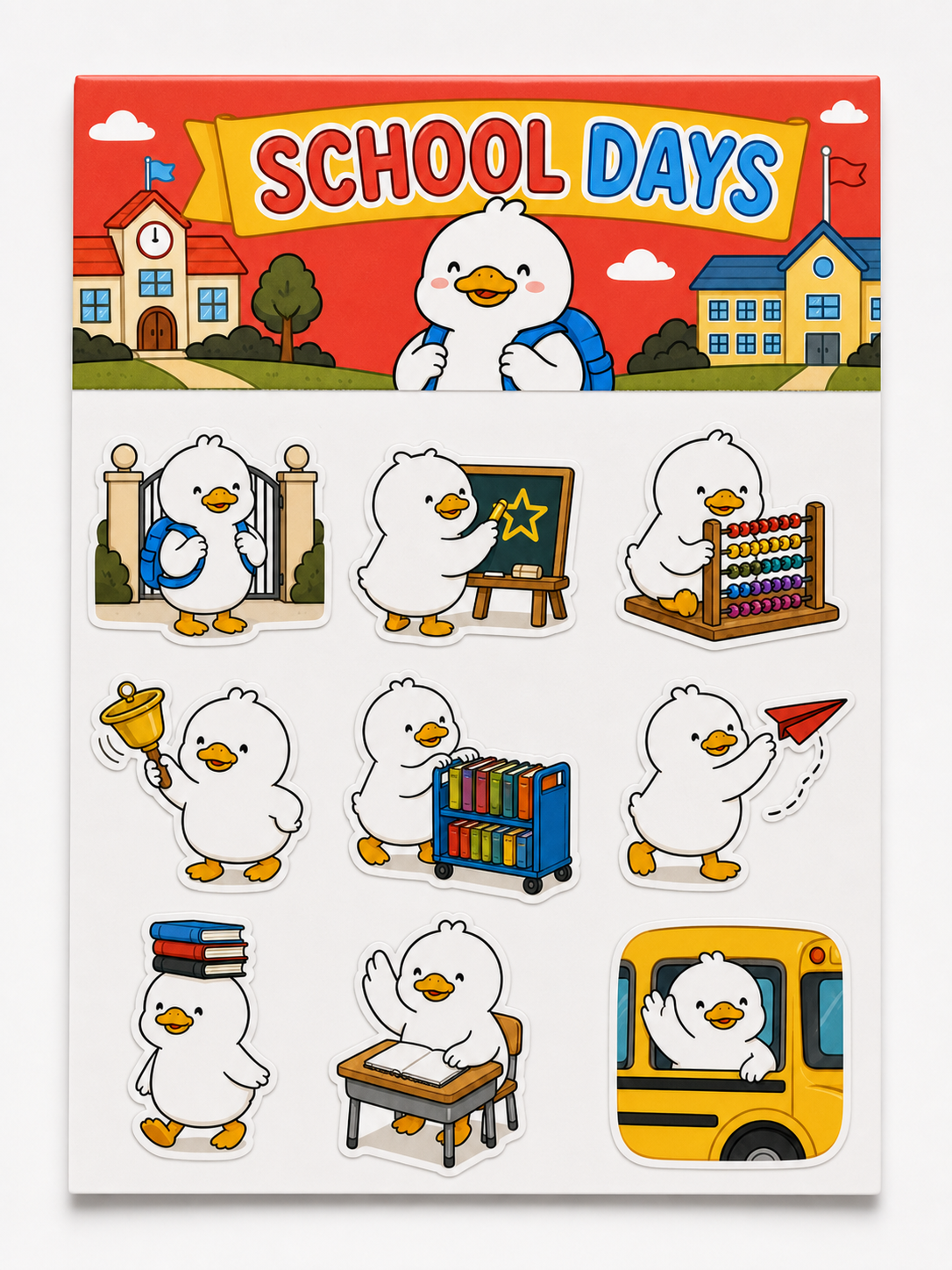Funny Duck waterproof vinyl sticker pack – 9 designs