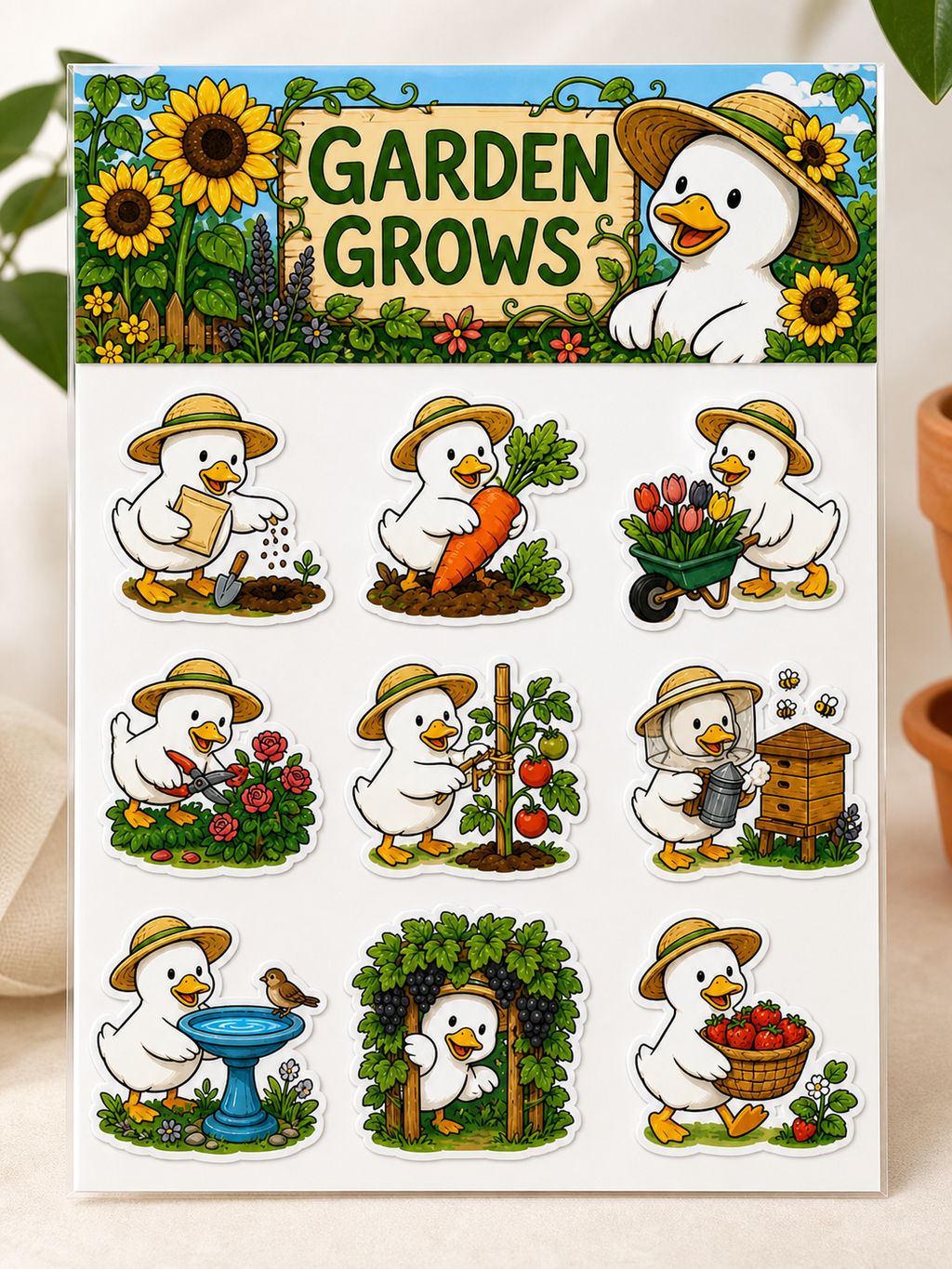 Funny Duck waterproof vinyl sticker pack – 9 designs