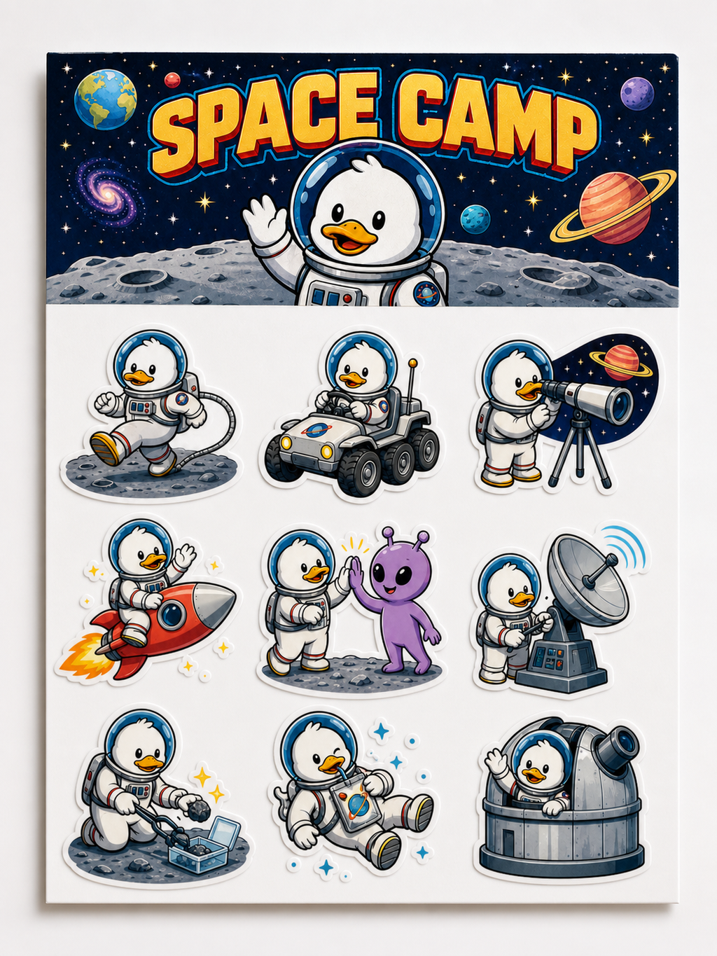 Funny Duck waterproof vinyl sticker pack – 9 designs