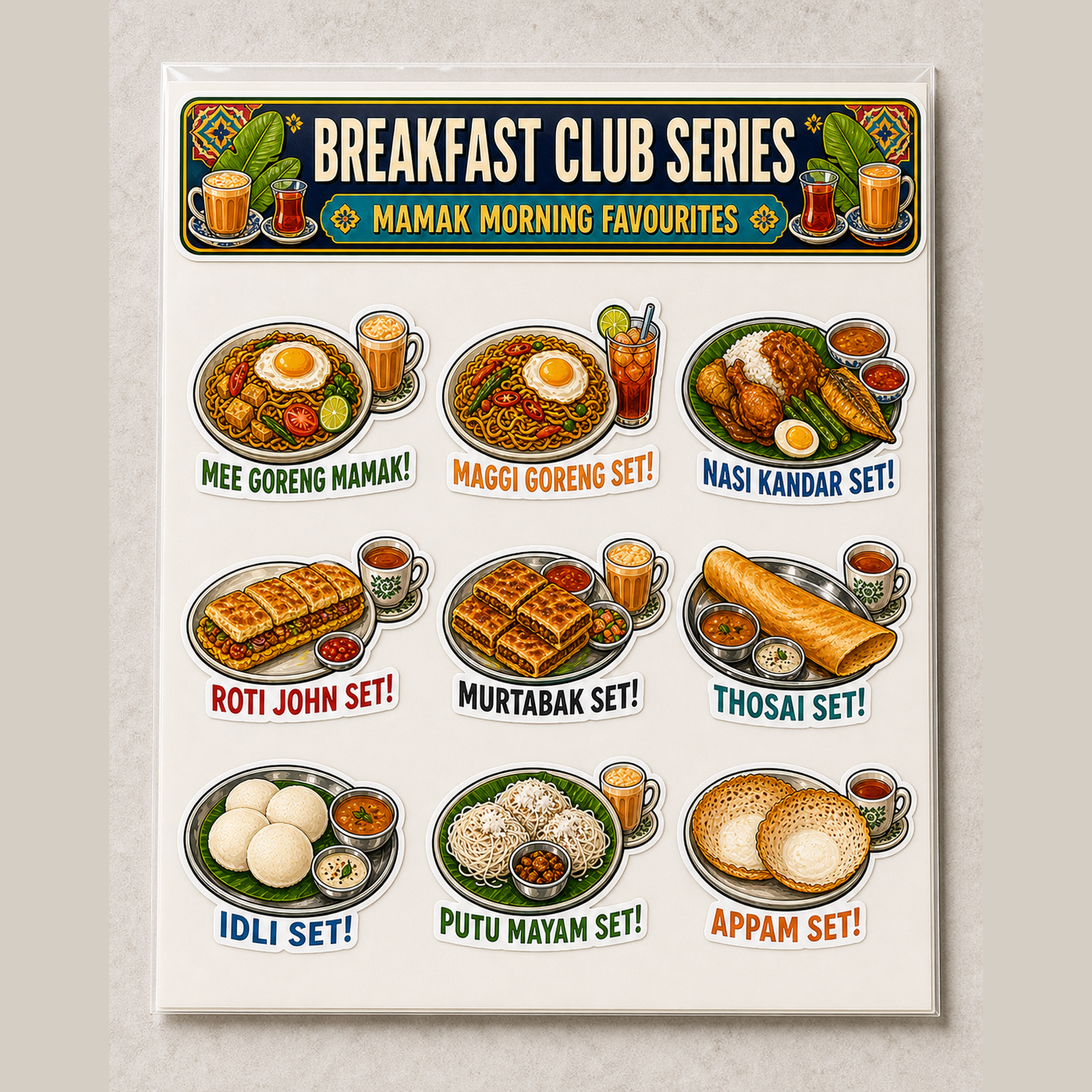 Singapore Food waterproof vinyl sticker pack – 9 designs