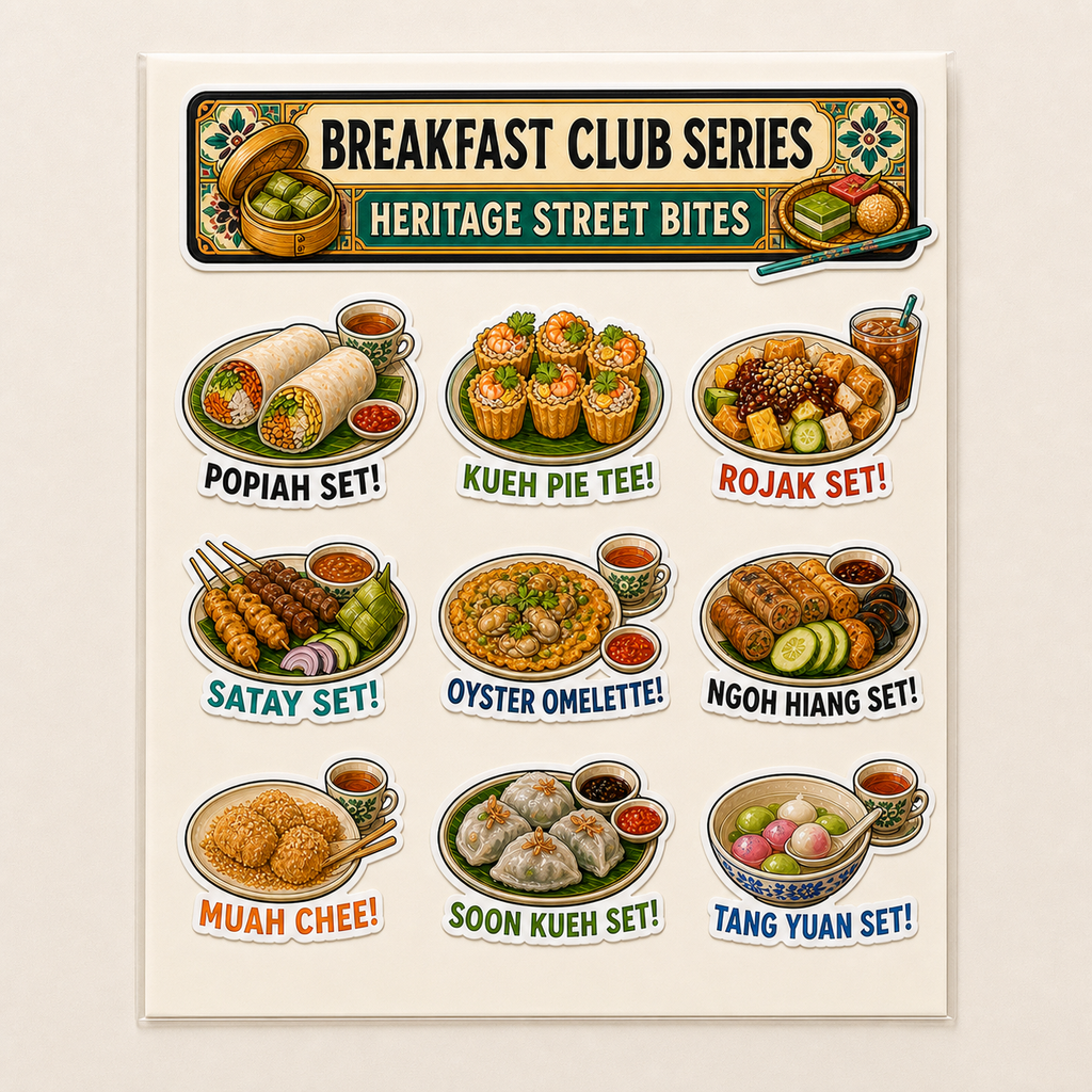 Singapore Food waterproof vinyl sticker pack – 9 designs