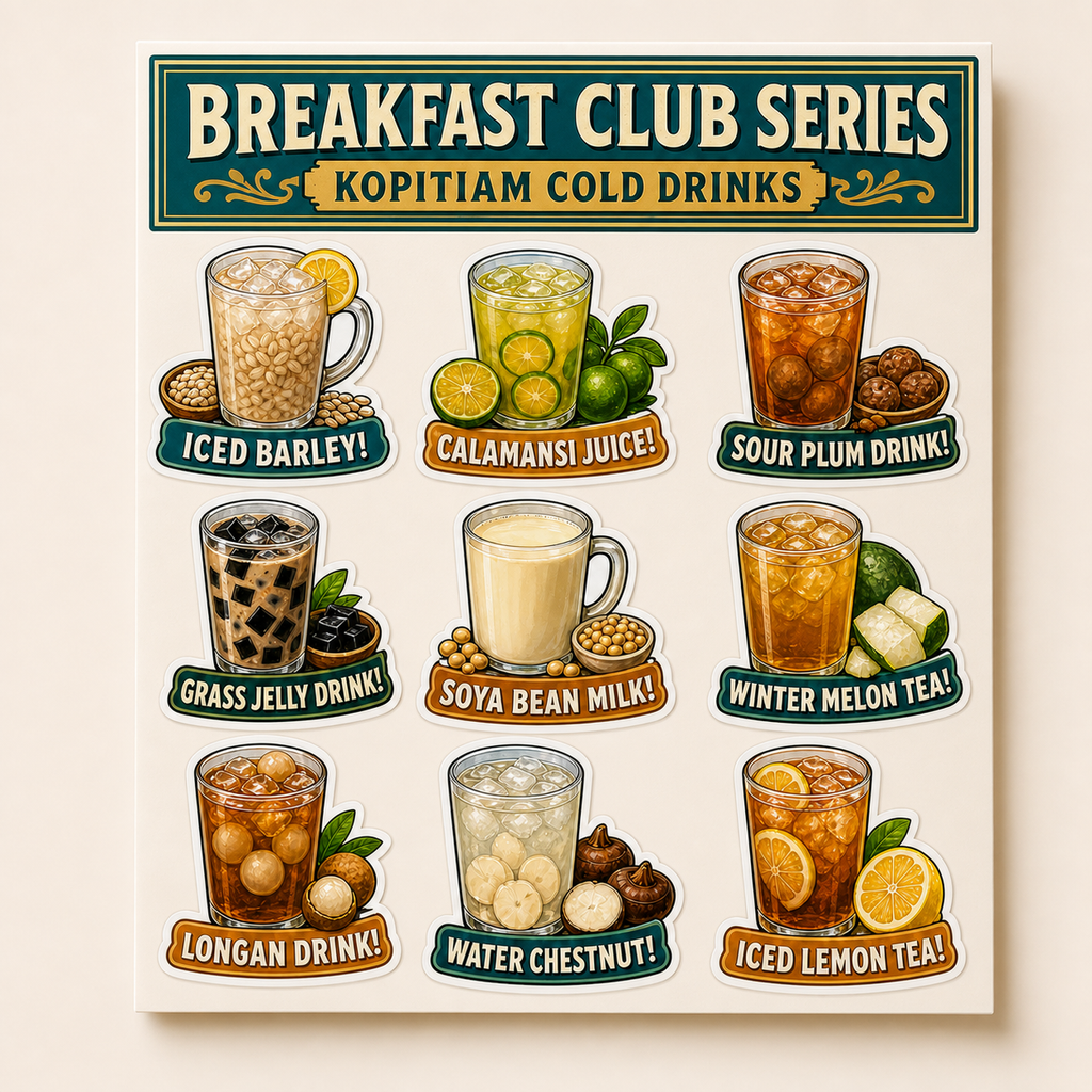 Kopitiam Cold Drinks Breakfast Club Sticker Pack