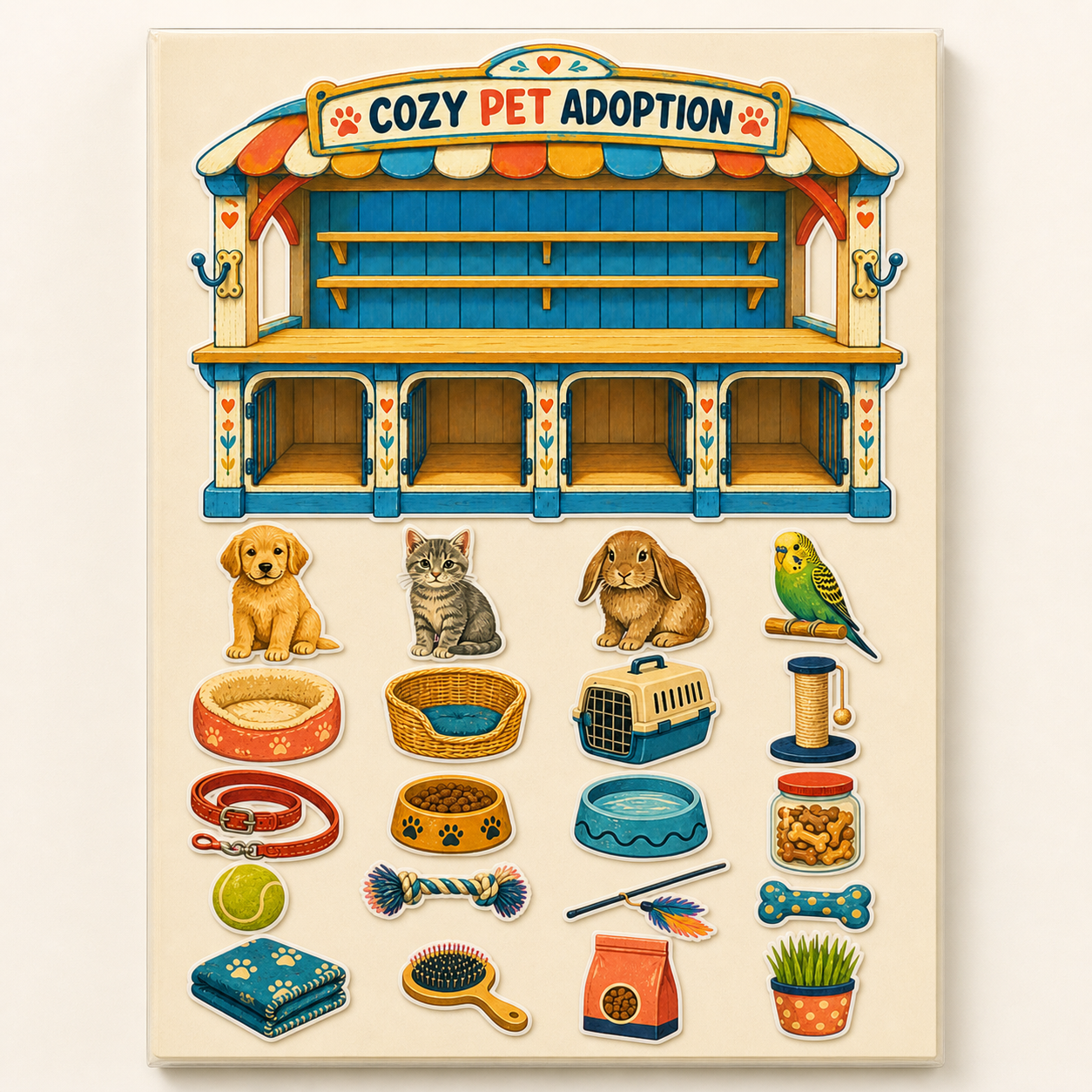Cozy Pet Adoption Booth Sticker Pack