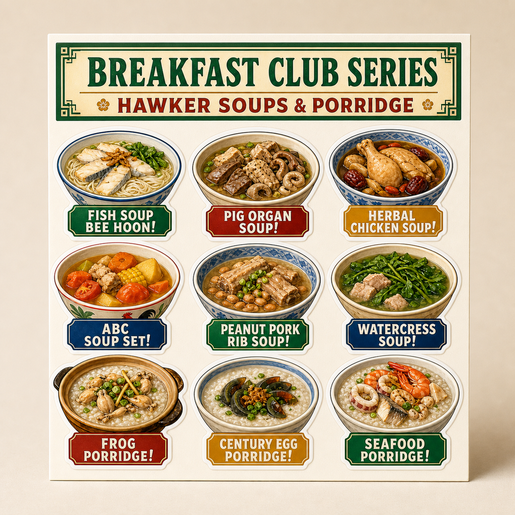 Singapore Soups & Porridge Breakfast Club Sticker Pack