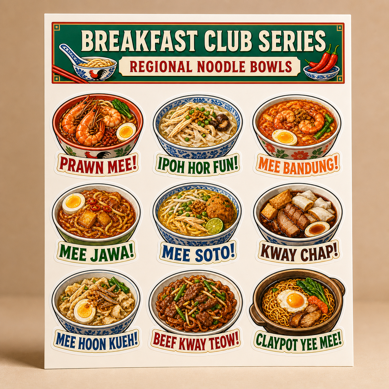 Regional Noodle Bowls Breakfast Club Sticker Pack