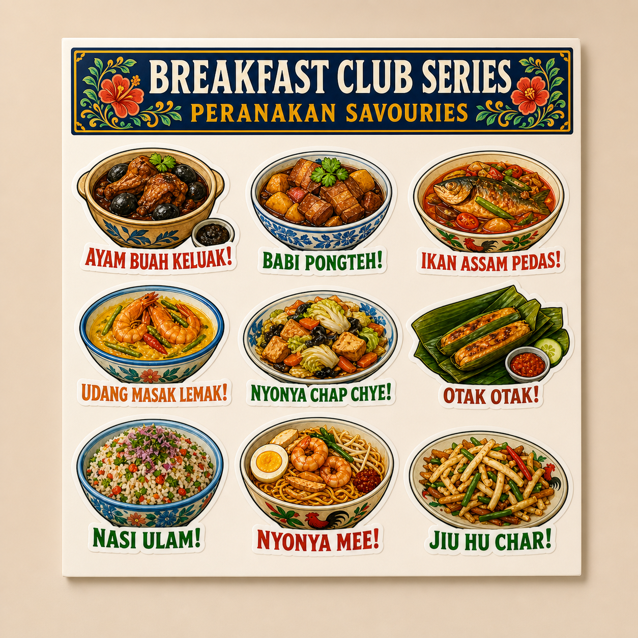Peranakan Savouries Breakfast Club Sticker Pack