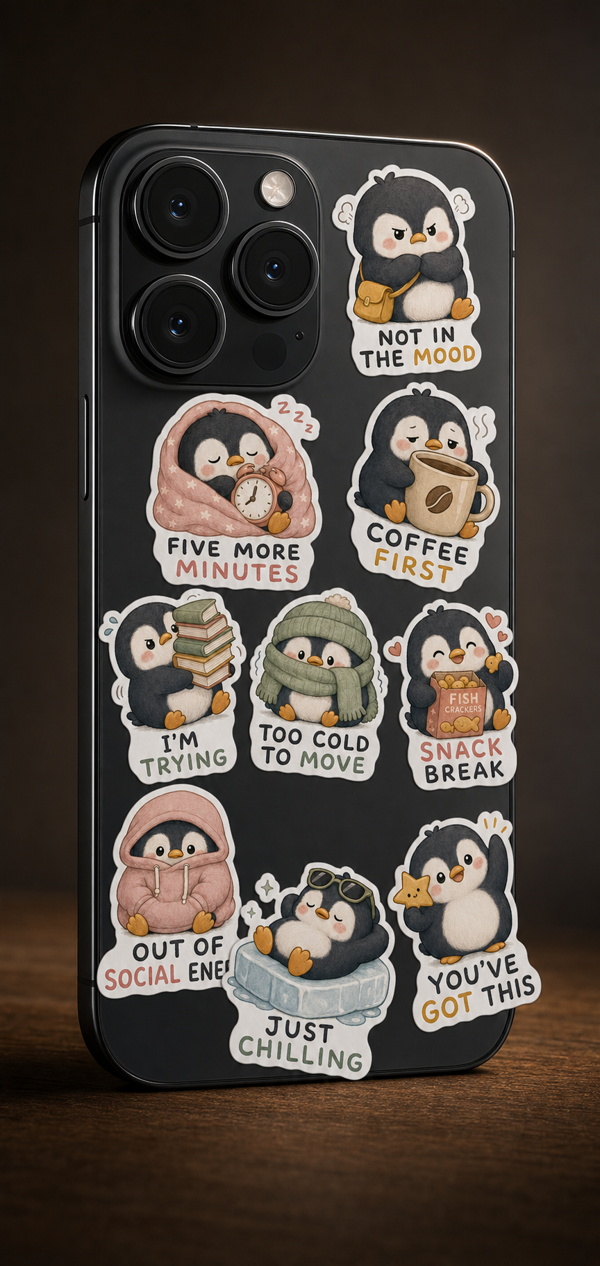 Cute Penguin Skiing Sticker Pack