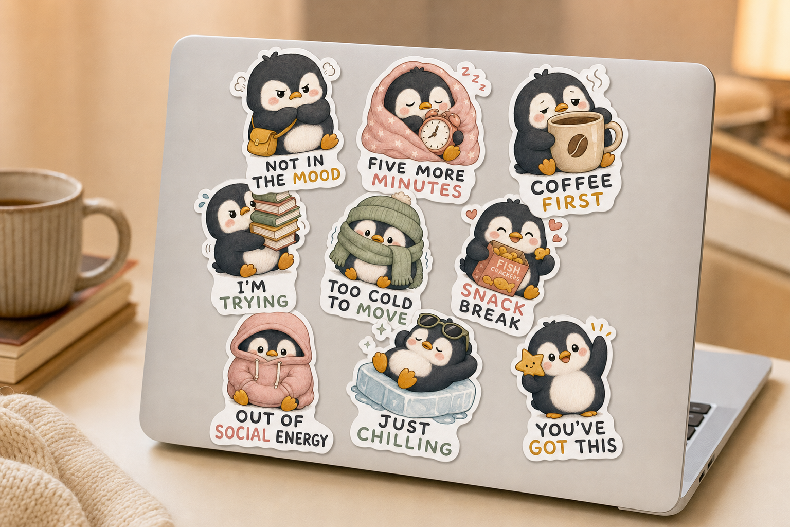 Cute Penguin Skiing Sticker Pack