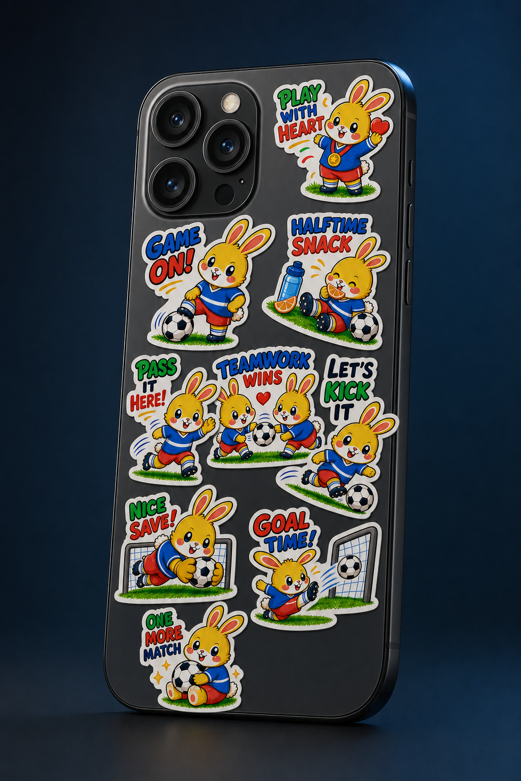 Cute Rabbit Soccer Sticker Pack