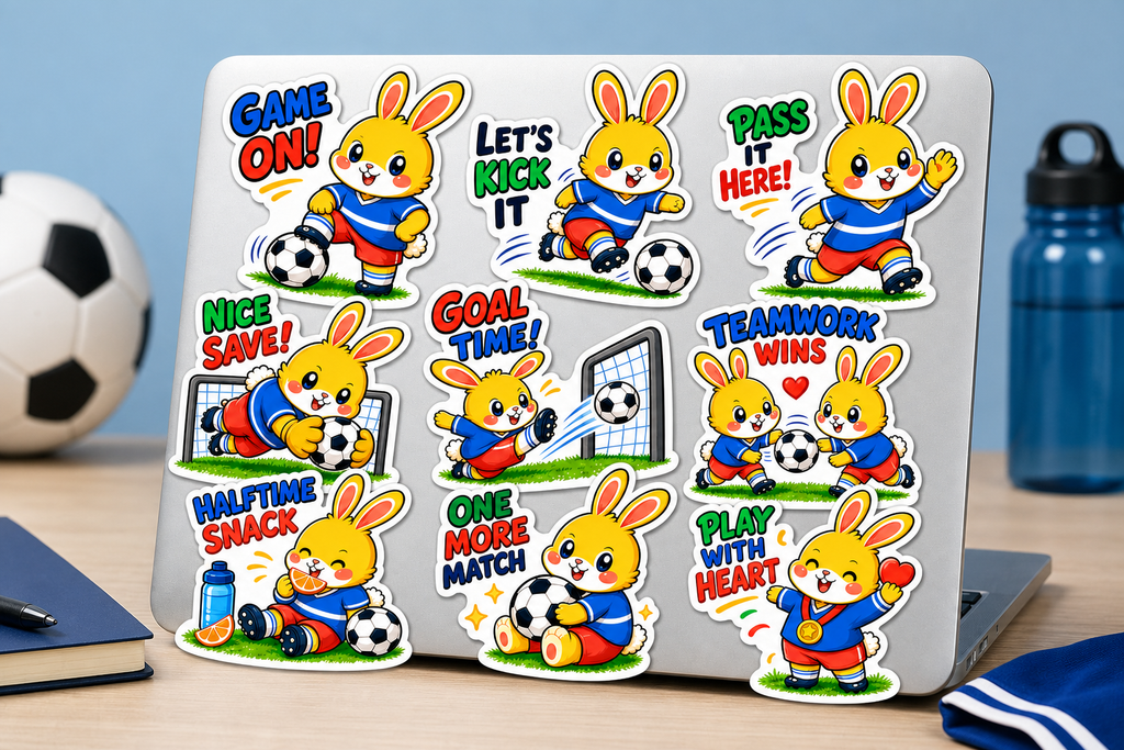 Cute Rabbit Soccer Sticker Pack