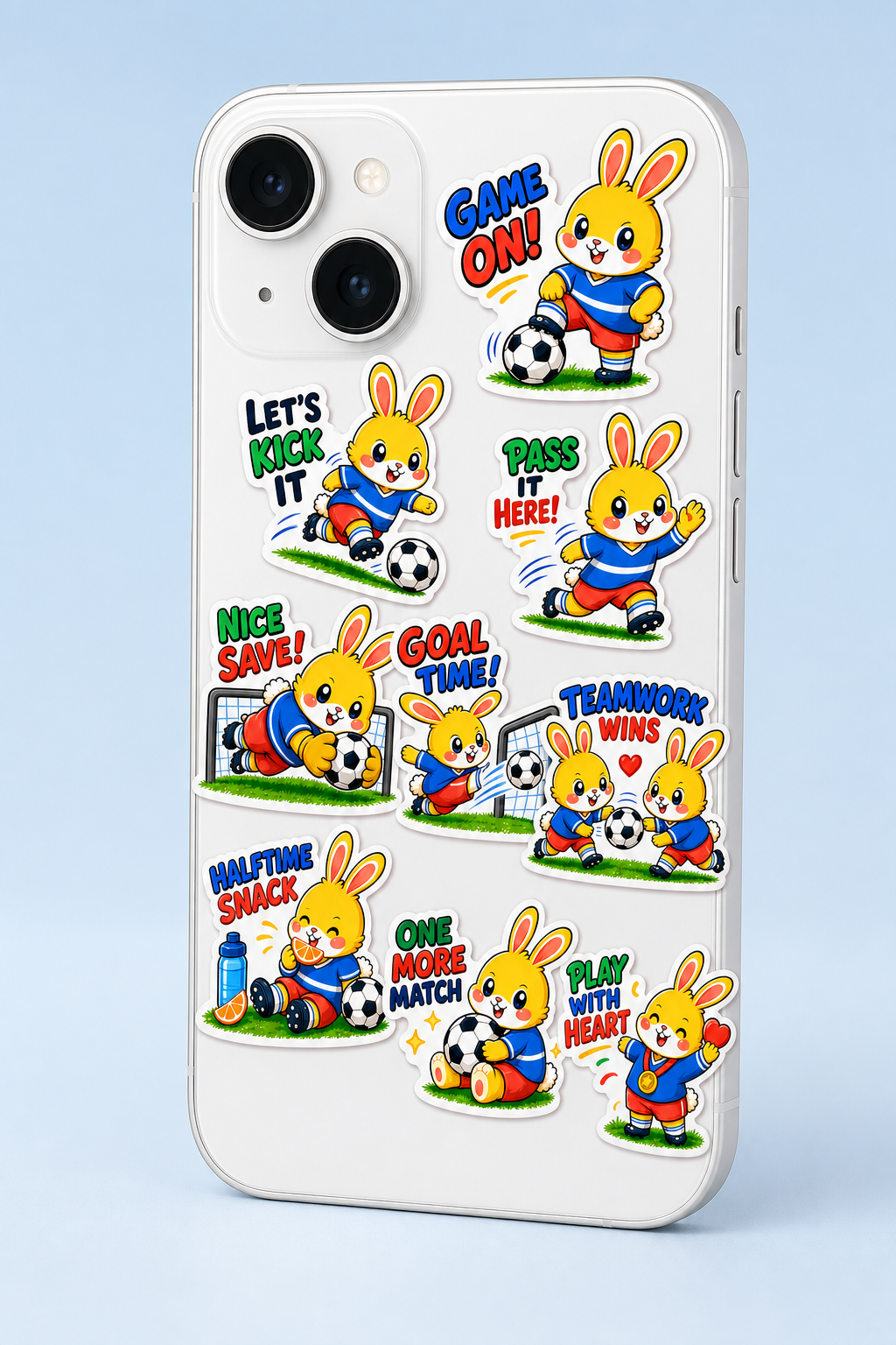 Cute Rabbit Soccer Sticker Pack