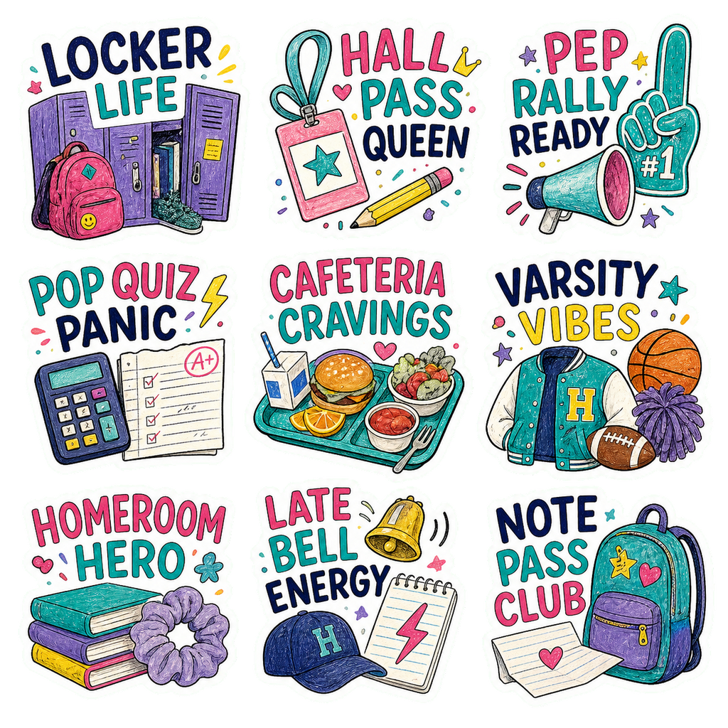 School Life & Study Vibes Sticker Pack