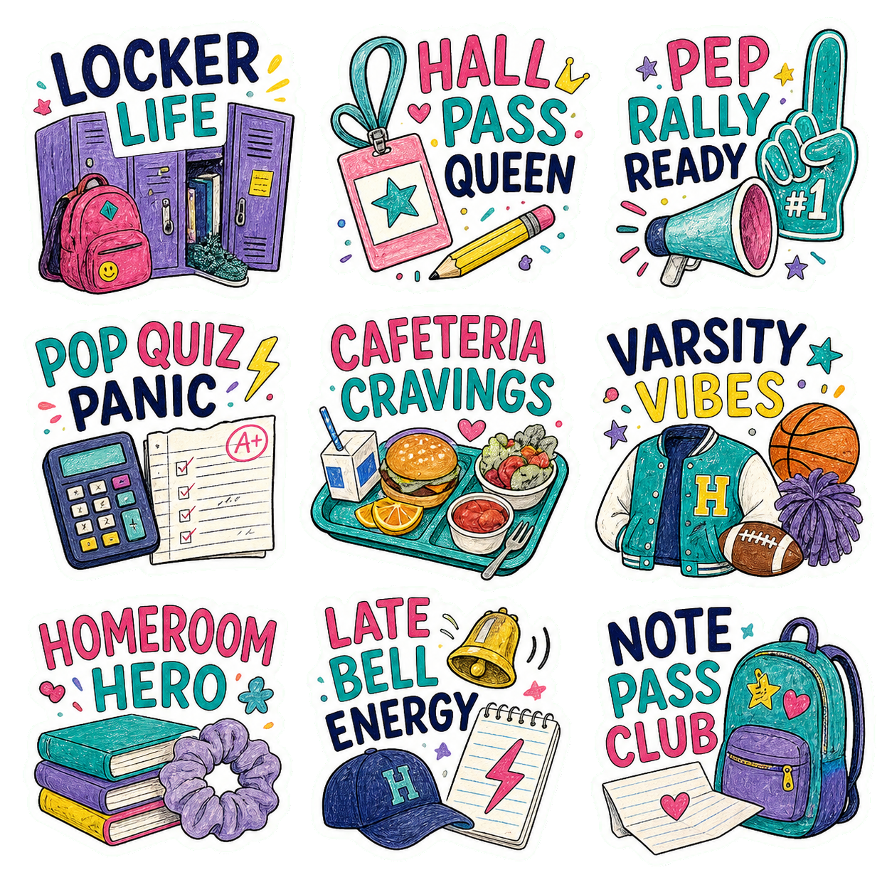 School Life & Study Vibes Sticker Pack