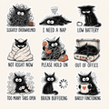 Scruffy Black Cat Sticker Pack