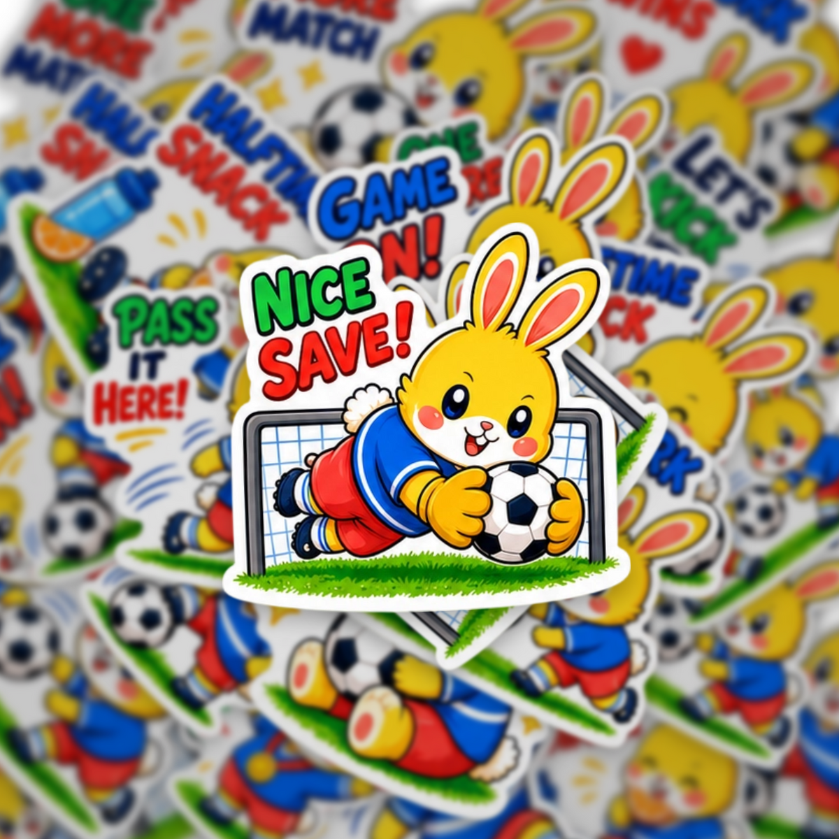 Cute Rabbit Soccer Sticker Pack