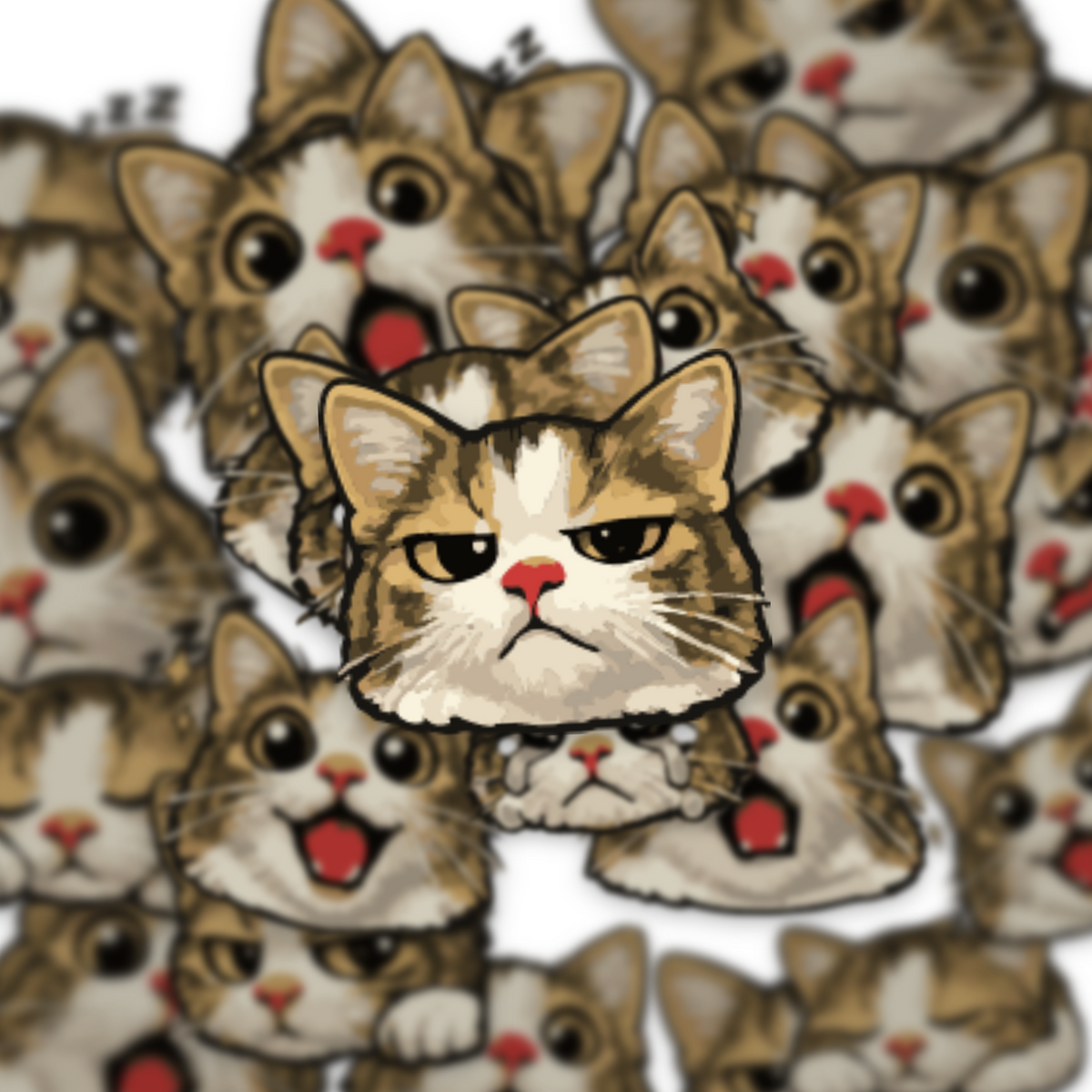 Funny Cat Expressions Sticker Pack