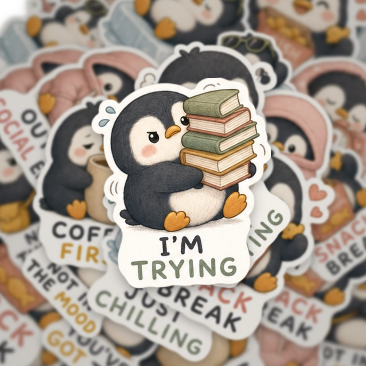 Cute Penguin Skiing Sticker Pack