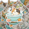 Seaside Spa Cats Sticker Pack