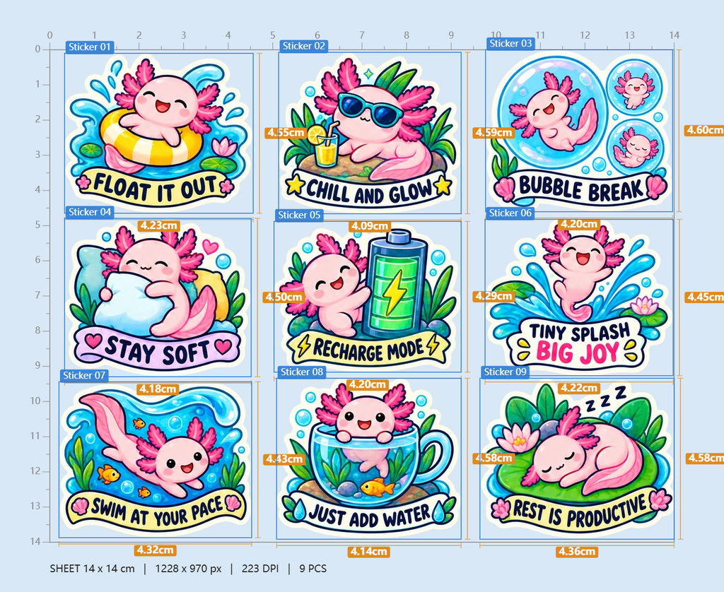 Axolotl Recharge Club Sticker Pack