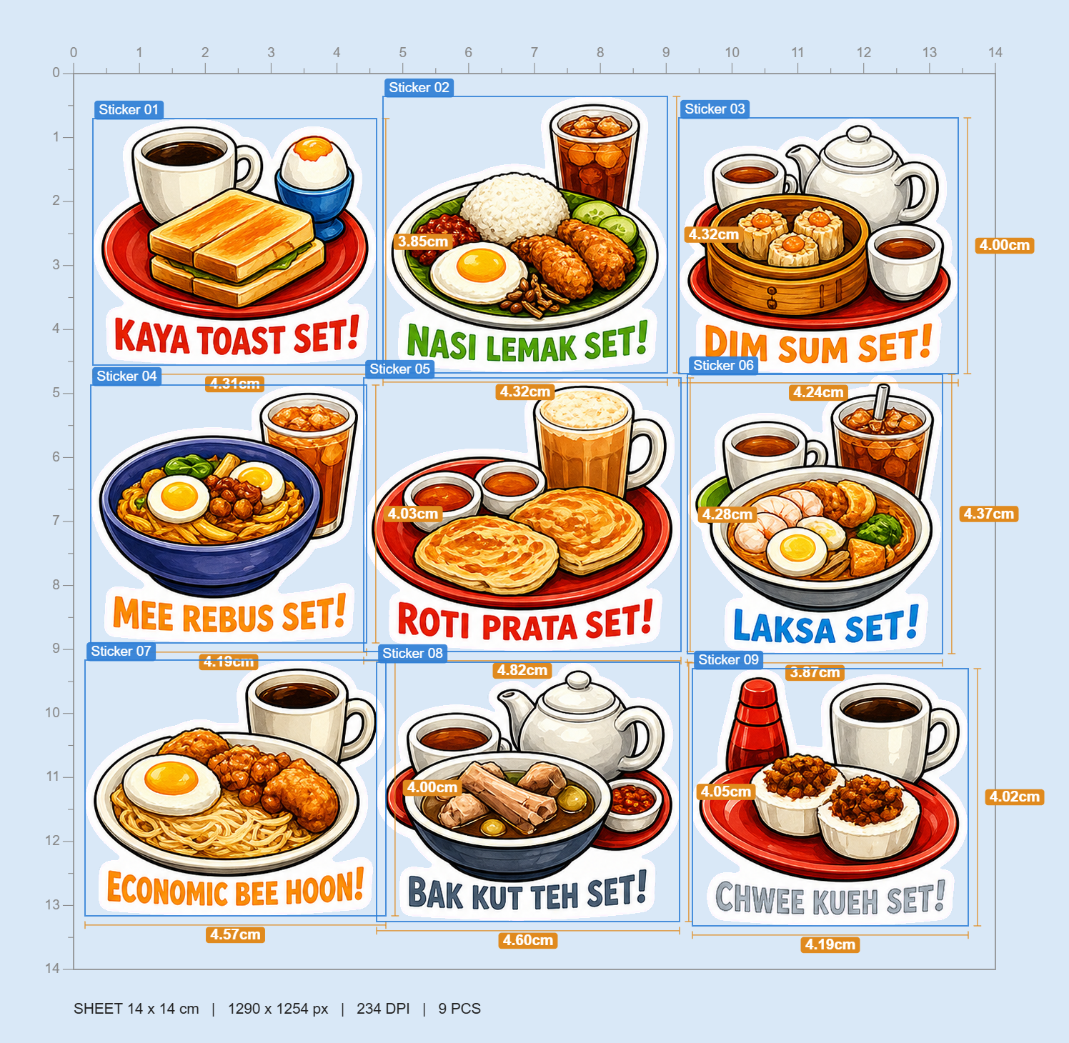Singapore Breakfast & Hawker Food Sticker Pack