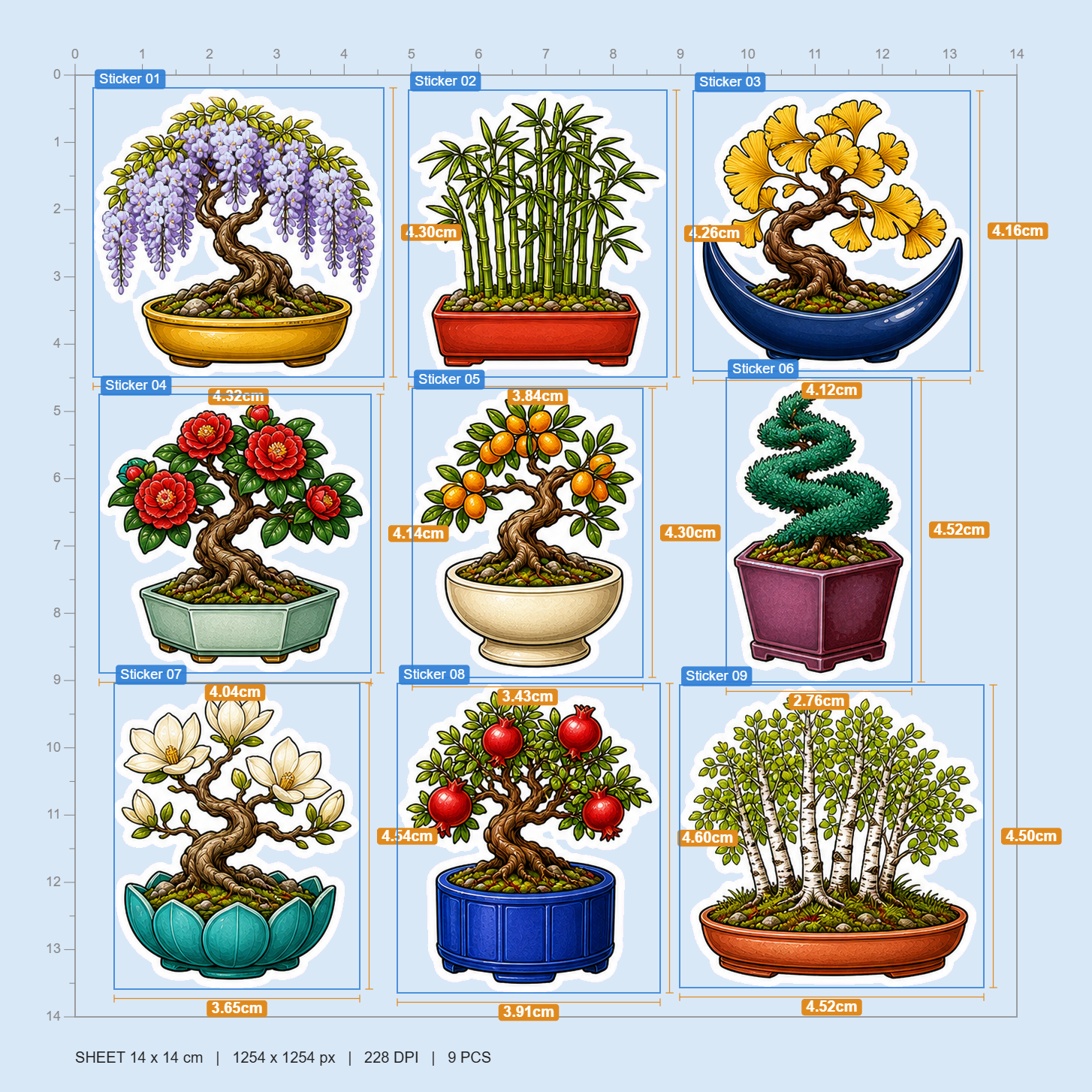 Beautiful Bonsai & Miniature Trees Sticker Pack
