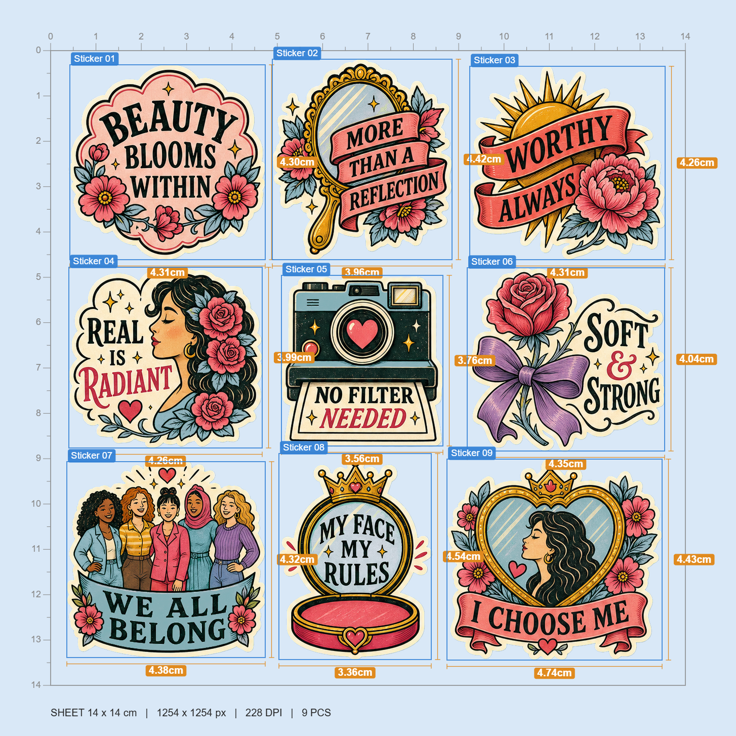 Groovy Self-Love & Positive Vibes Sticker Pack