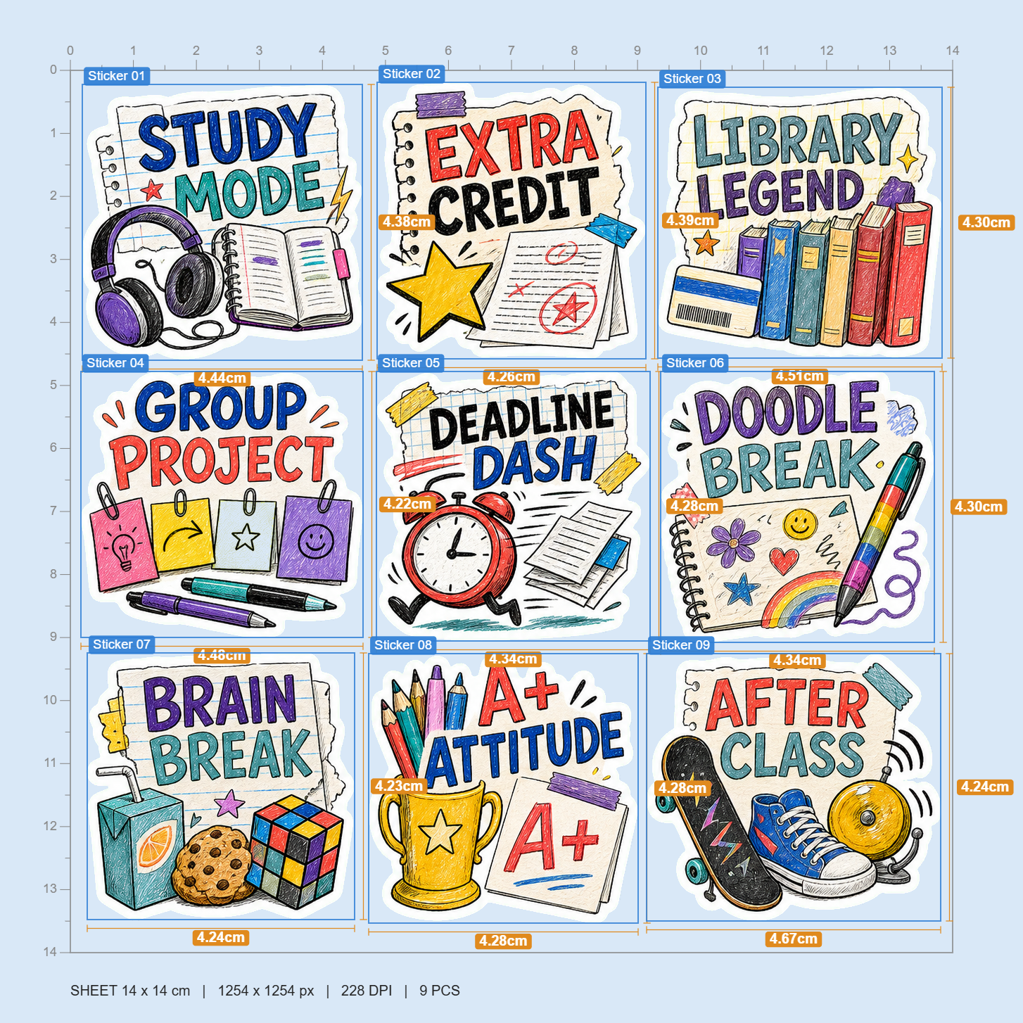 School Life & Study Vibes Sticker Pack