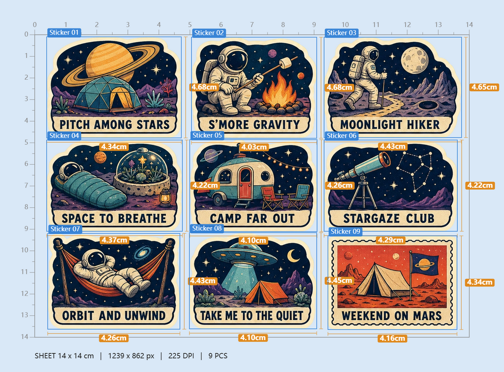 Cosmic Campout Space Sticker Pack