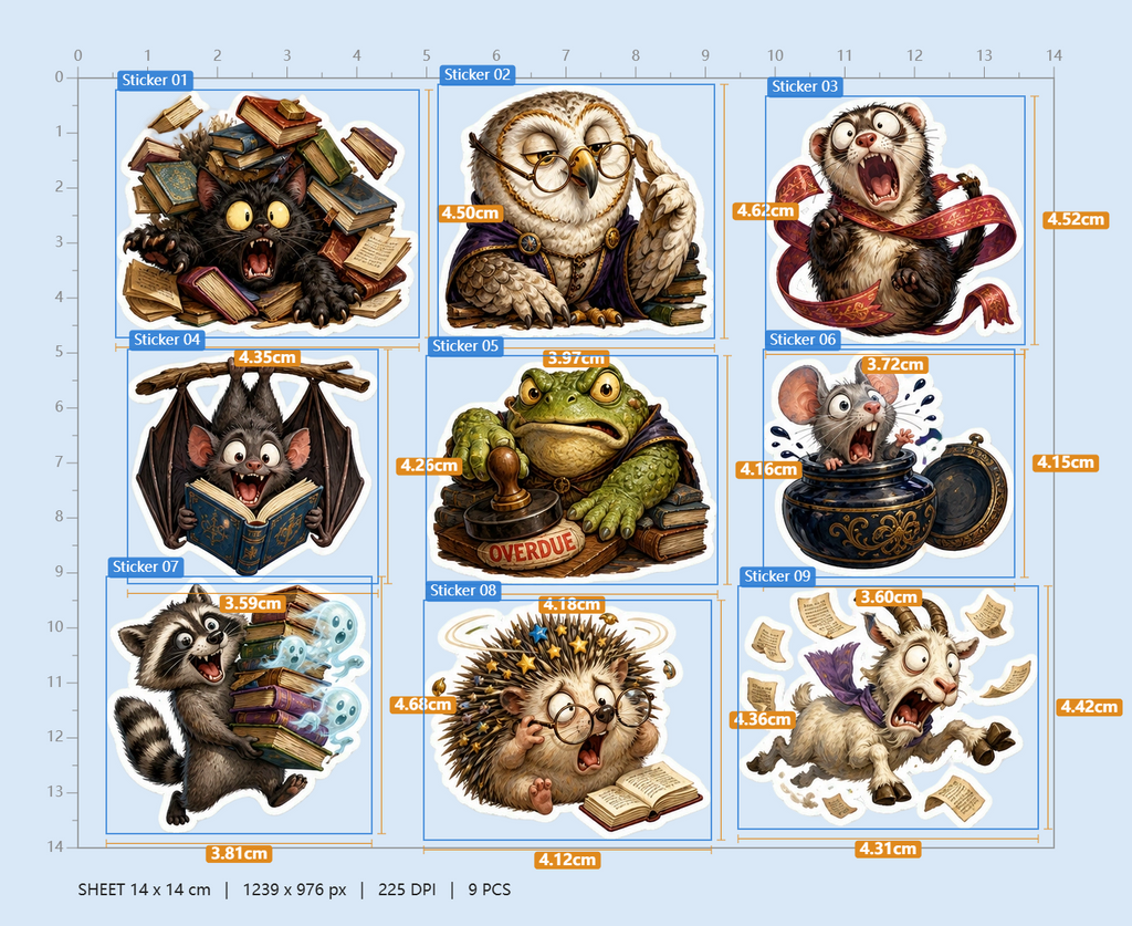 Haunted Library Animals Sticker Pack