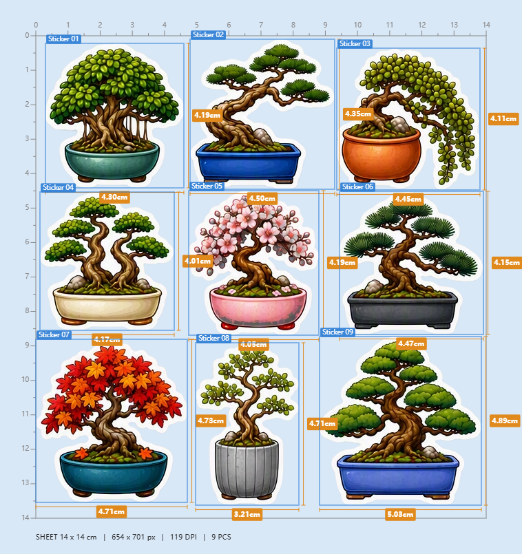 Beautiful Bonsai & Miniature Trees Sticker Pack
