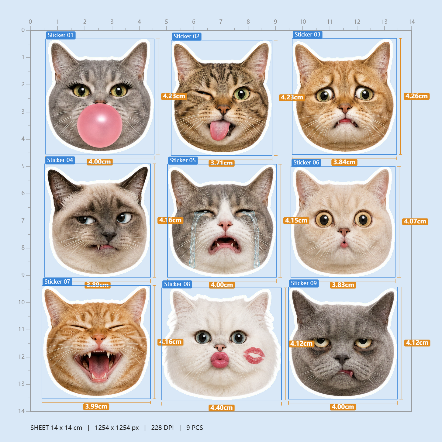 Sassy Cat Faces Sticker Pack