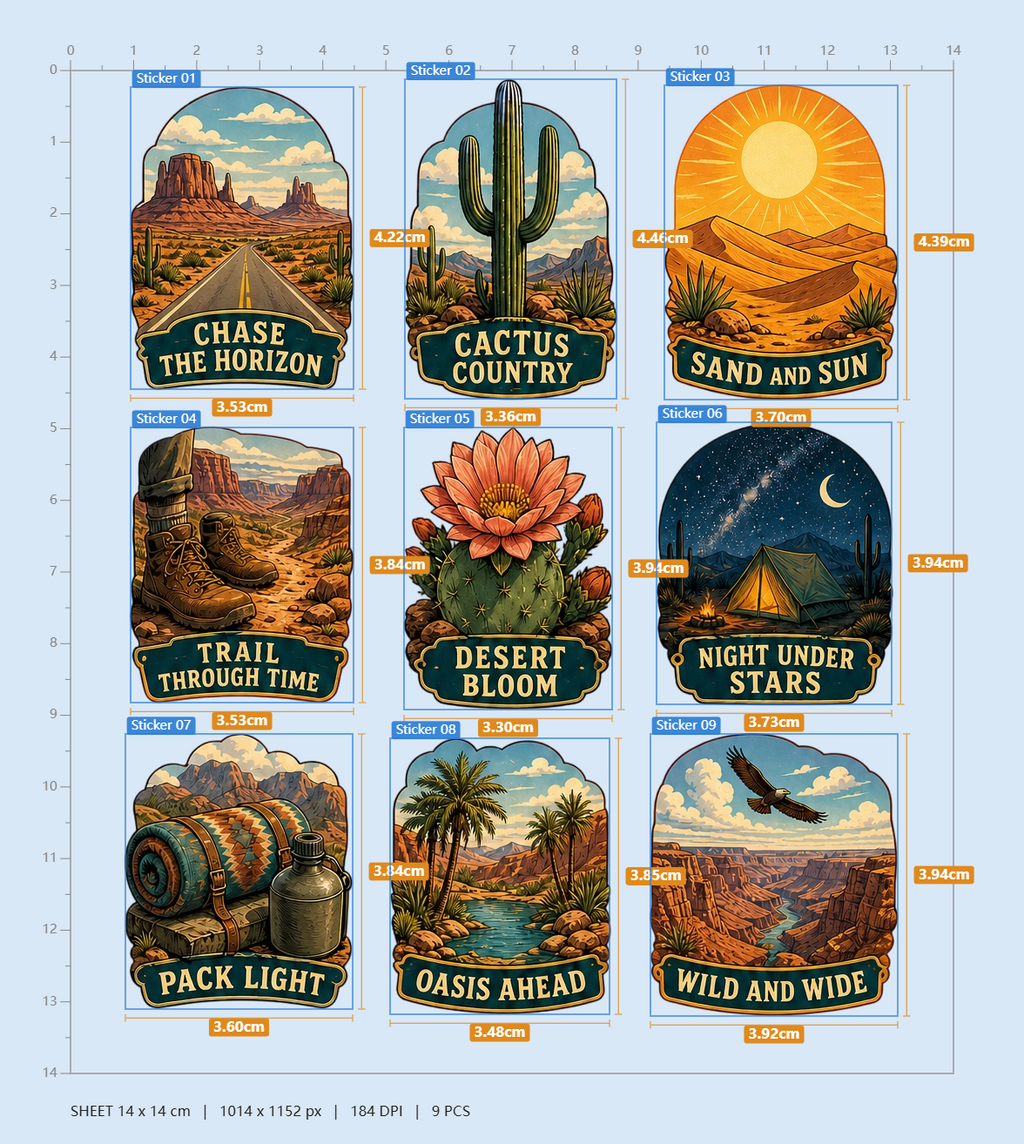Desert Explorer Vintage Adventure Sticker Pack